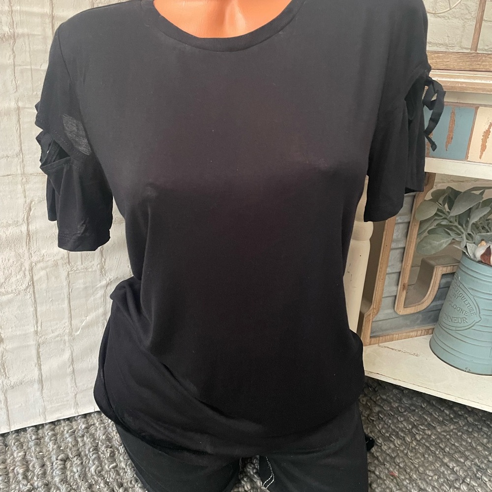Topshop Womens Viscose Slit Sleeve Tie Top Sz 6 NEW!